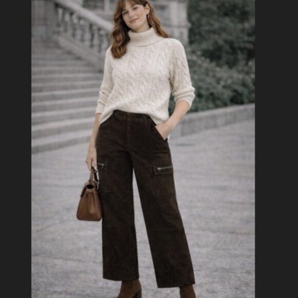Gloria Vanderbilt Pants - Gloria Vanderbilt Cargo Pants‎ 12 Tall Brown High Rise Casual Chic Utility